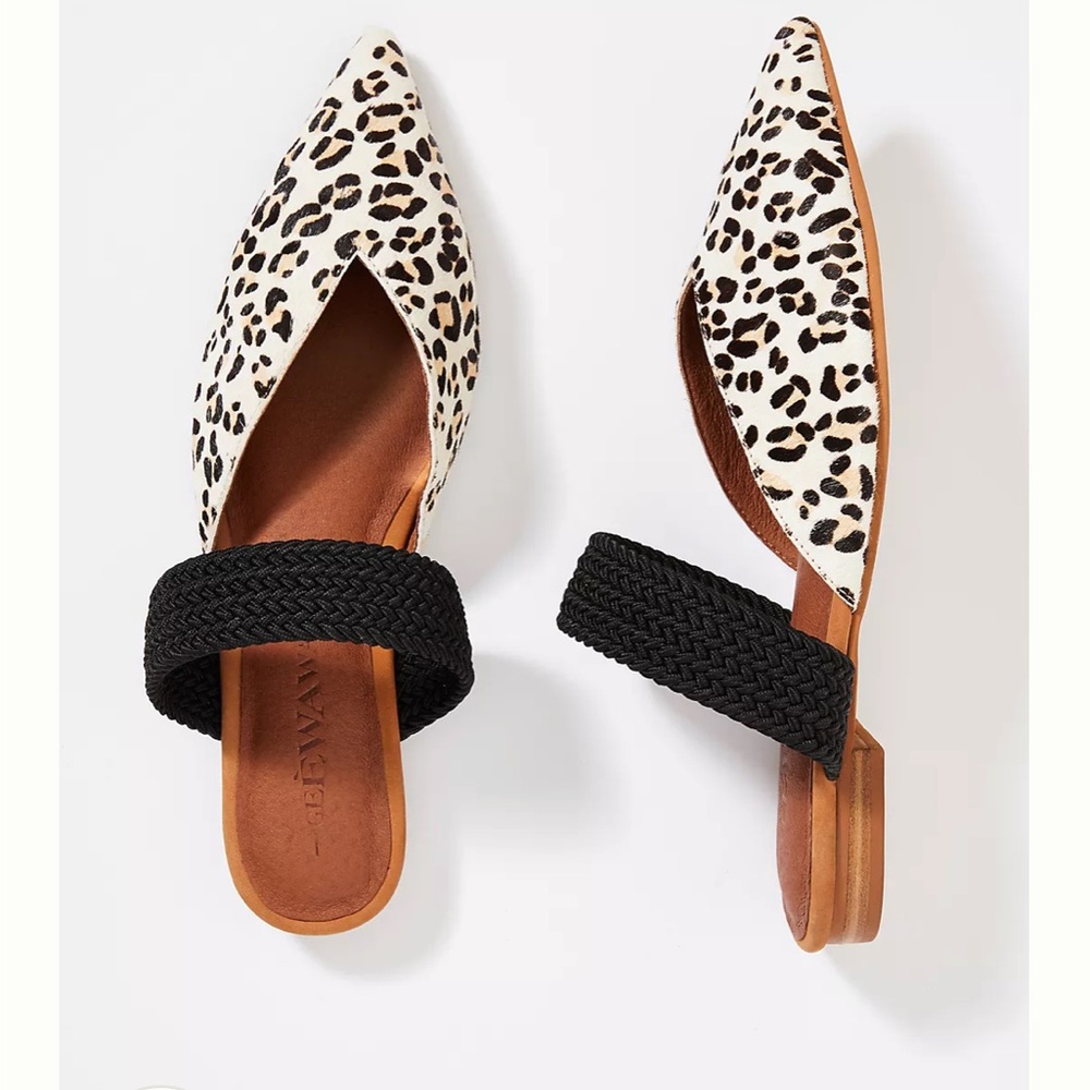 Anthropologie brand spankin’ new faux leopard mules